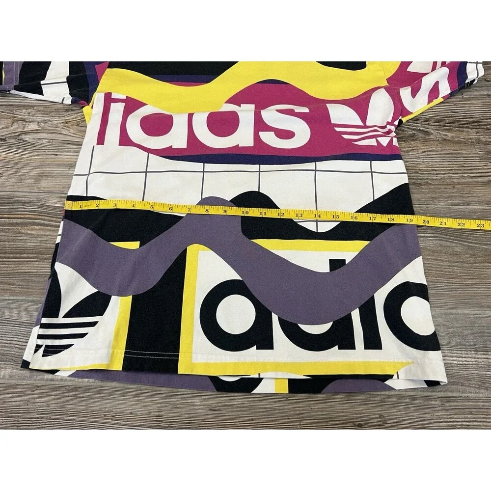 Adidas Originals Mens MED T-Shirt Tee‎ Short Sleeve All Over Print Retro Trefoil